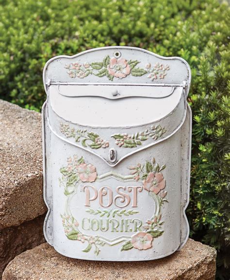 distressed metal post box|Vintage Flowers Distressed Metal Post Box.